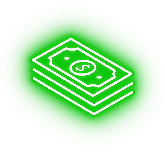 Neon green cash icon